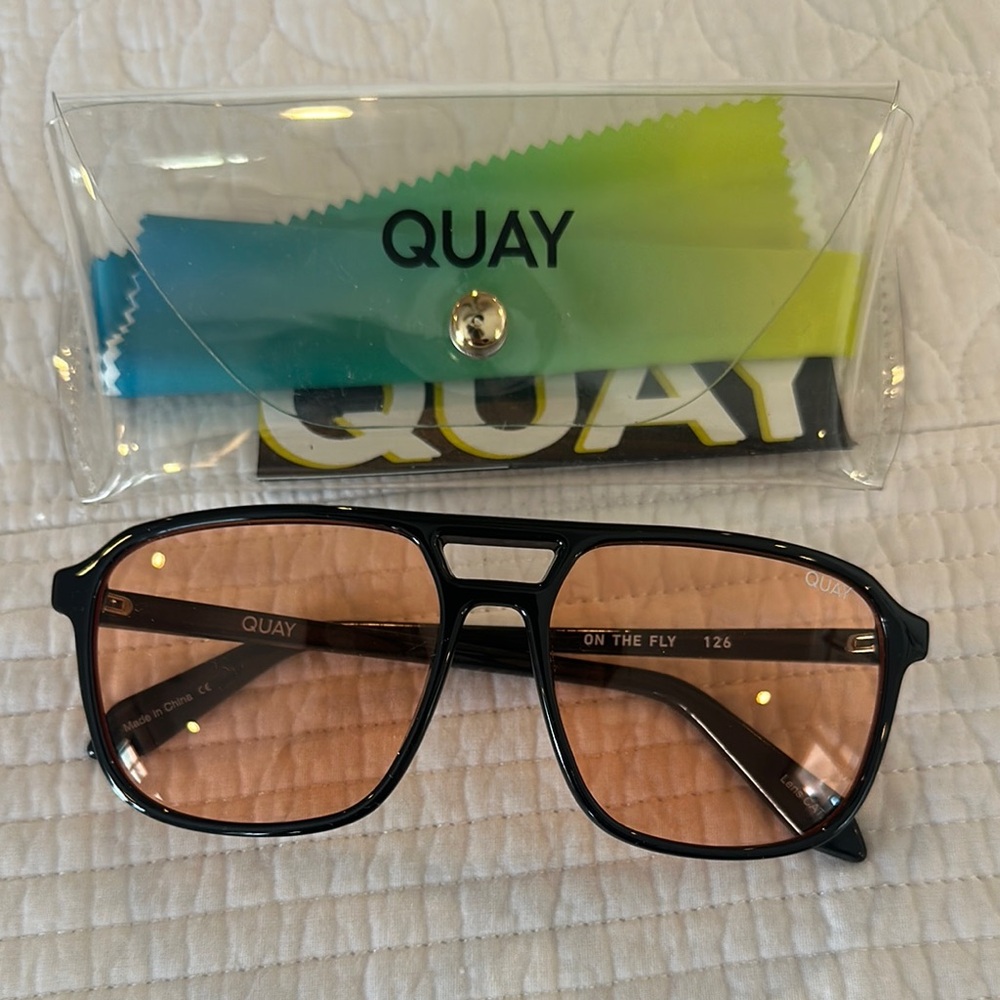 Quay Australia Black and Orange Aviator Sunglasses